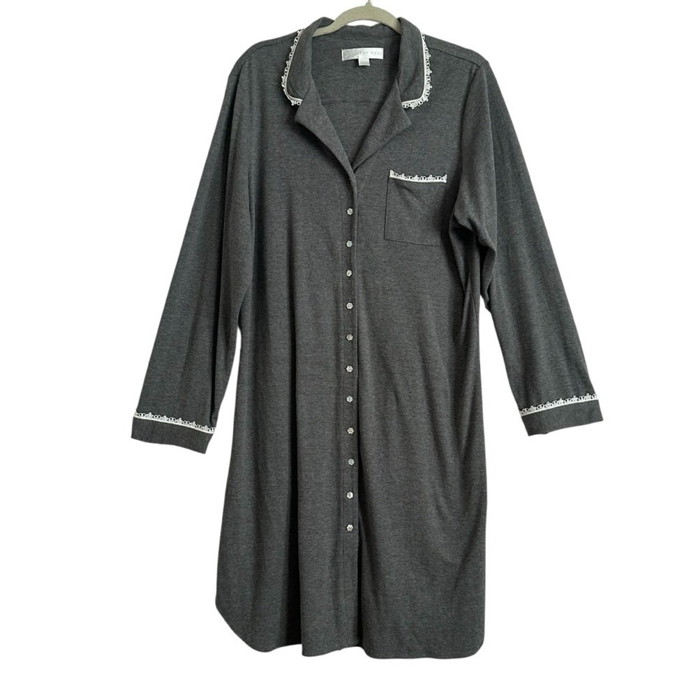 EILEEN WEST DREAM HEATHER GREY INTERLOCK SLEEP GOWN PAJAMAS SIZE LARGE